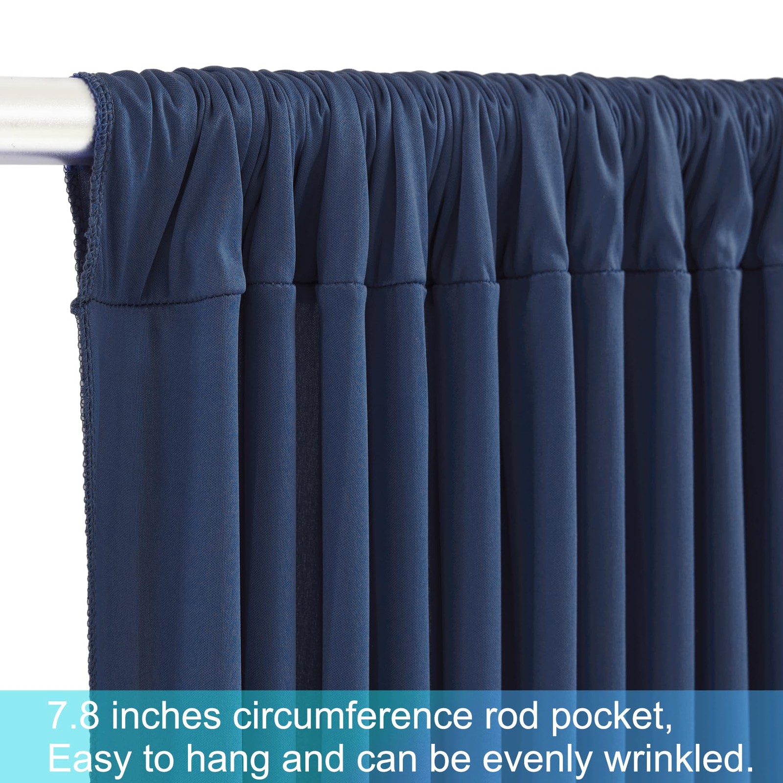 2 Panels 5ft x 12ft Navy Blue Backdrop Curtains, 10x12FT Total, Wrinkle Free