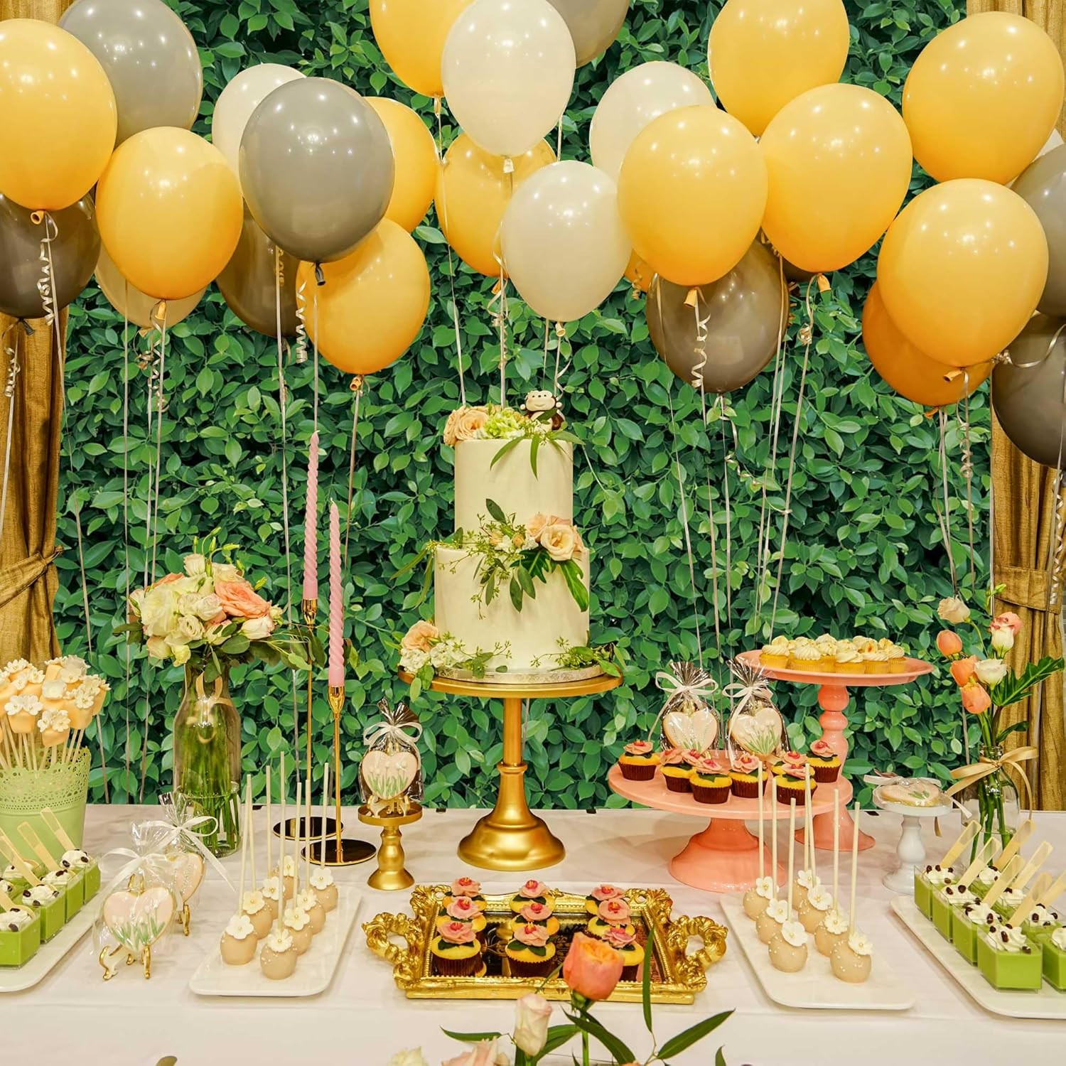 Green Leaves Photography Backdrop 7x5Ft Polyester Jungle Party Background Banner