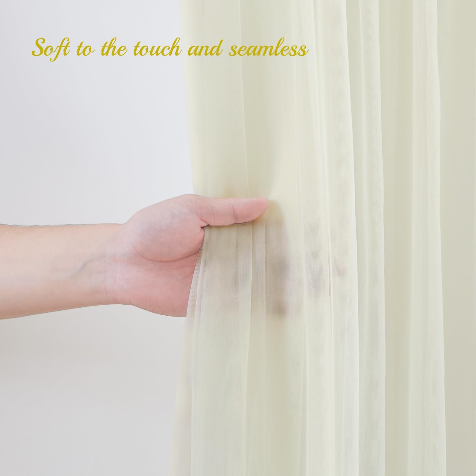 108ft Ivory Tulle Curtain Backdrop with Lights String Sheer Drapes Wedding