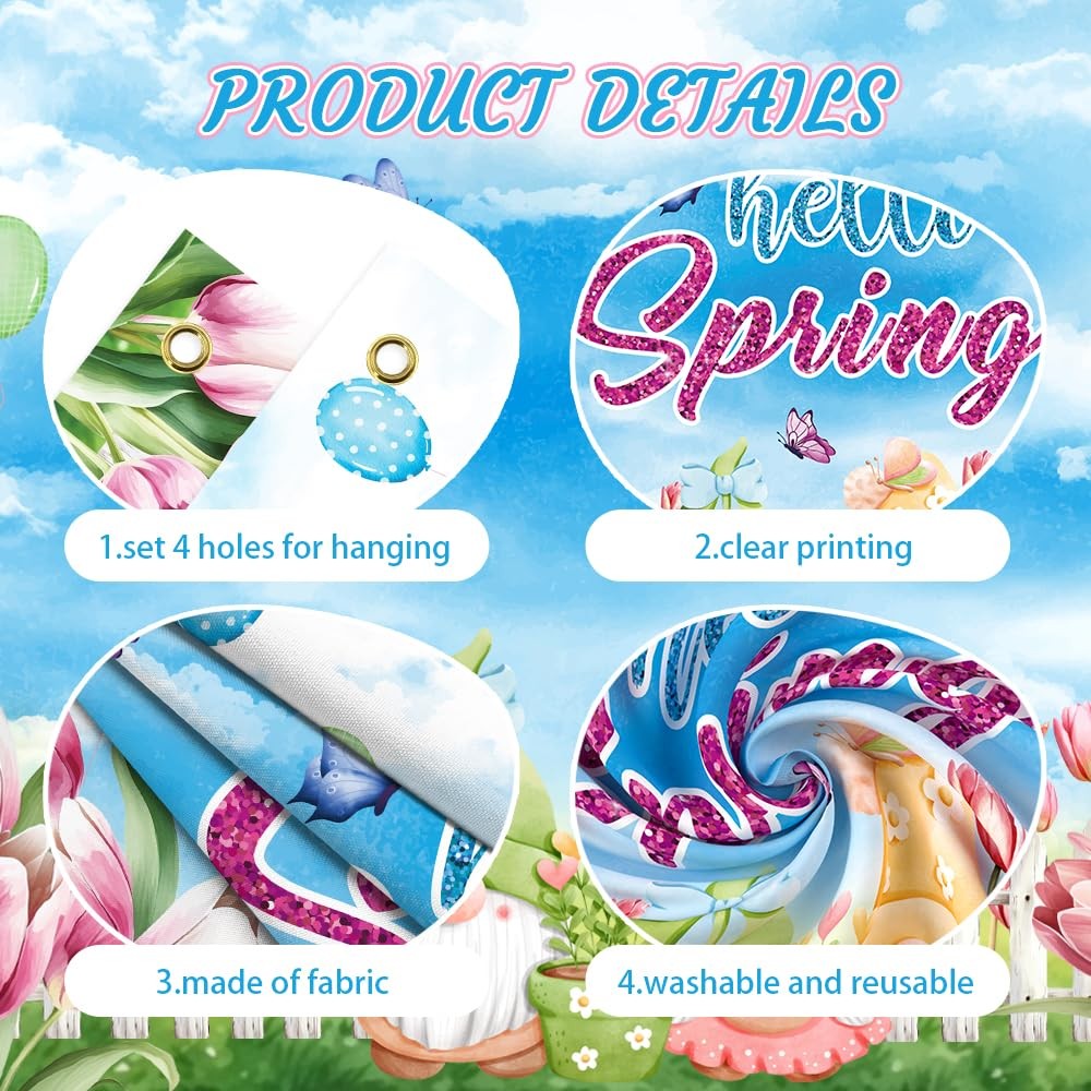 AIBIIN Hello Spring 70.8 x 43.3 inch, Butterfly Flowers, Balloon Pattern