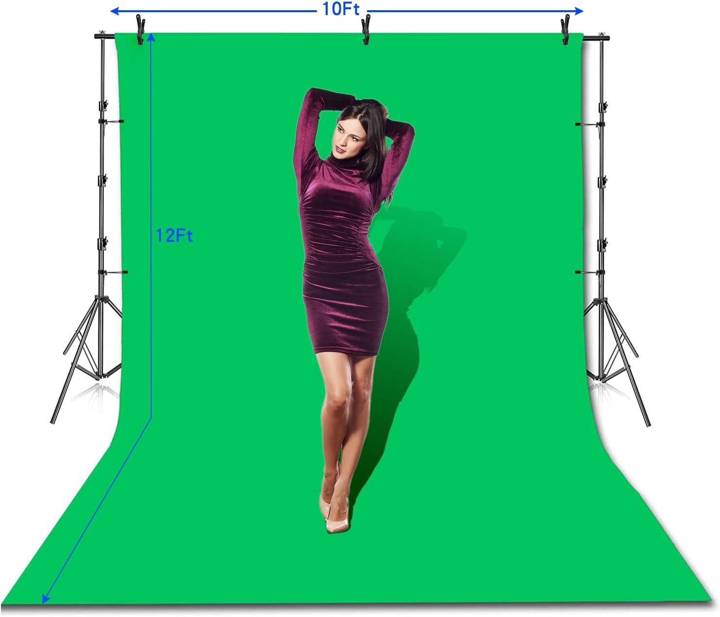 Photo Video Studio 10 X12Ft 100% Cotton Muslin Chromakey Green Screen Backdrop w