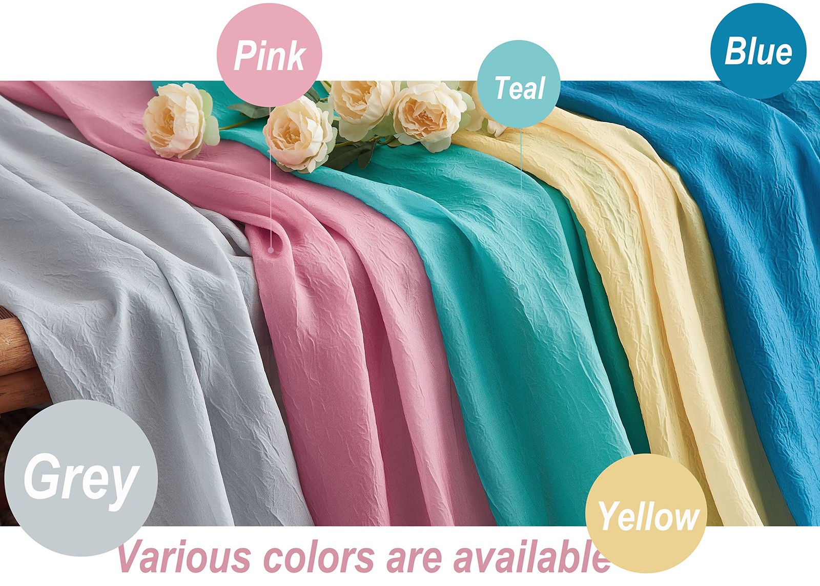 1 Piece Ombre Chiffon Sheer Window Scarf Valance Curtain 18ft for Living Room…
