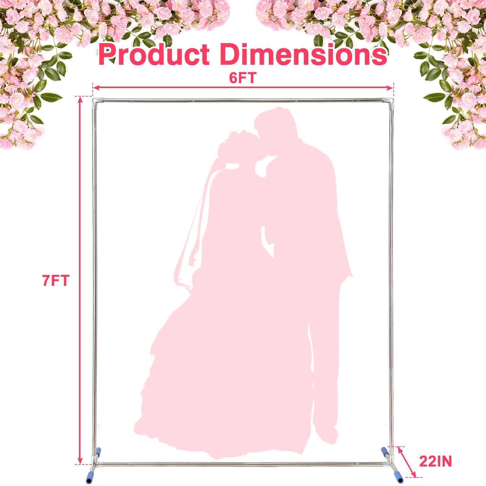 Arch Backdrop Stand,7×6 FT Metal Wedding Square Backdrop Stand for Ceremony S…