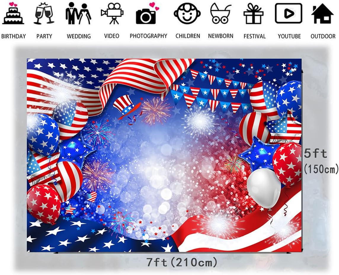 7X5 Ft American Flag Photography Backdrop for Patriotic Events and Celebrations