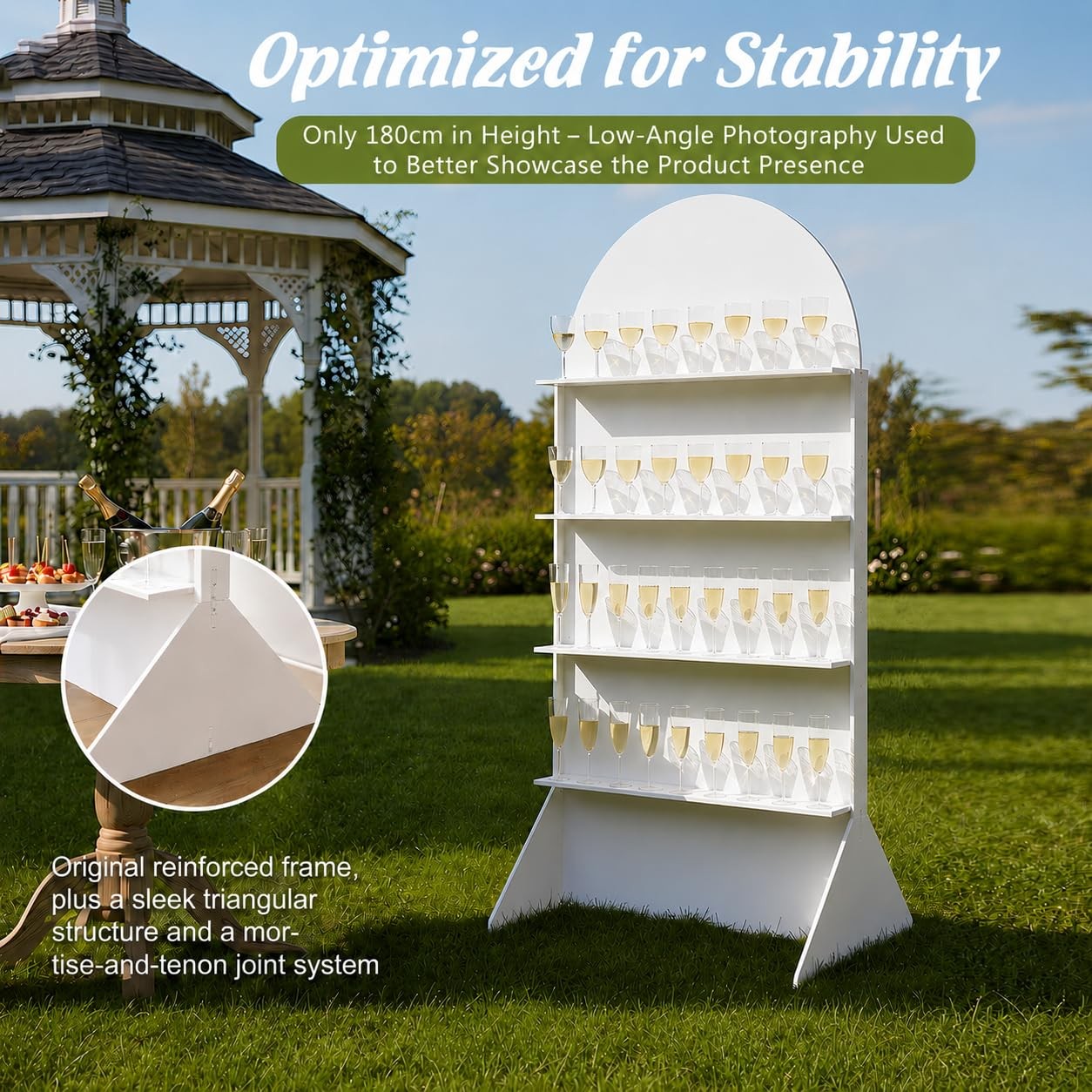 Sicrifety 5.9 ft 4-Tier Champagne Wall 70 x 35.43 x 24.6 inches, White