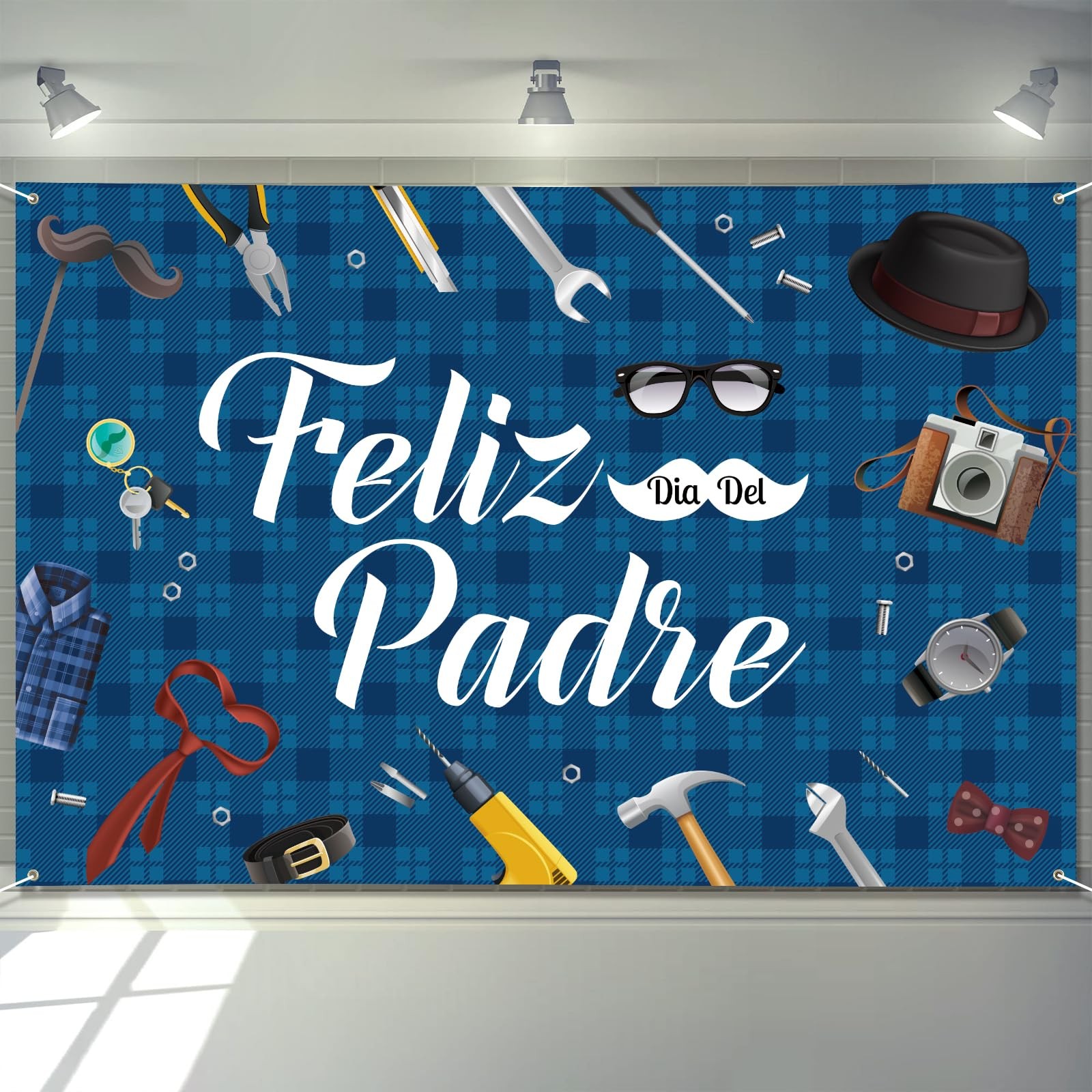 Large Fathers Day Banner Decorations 72″ X 48″ Feliz Día Del Padre Backdrop Span