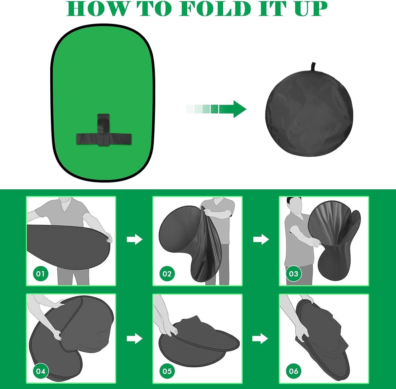 Green Screen Backdrop, 58in Portable Green Screen Chair with Stand Double Sided