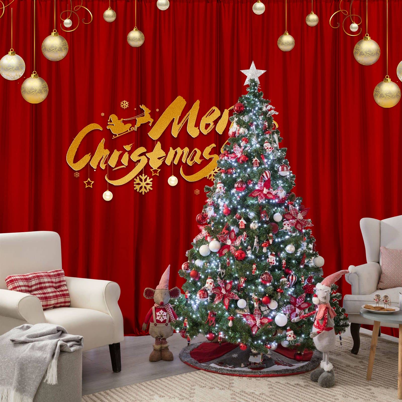 2 PCS 5×10 Ft Red Backdrop Curtains Fabric Rod Pocket Home Decoration