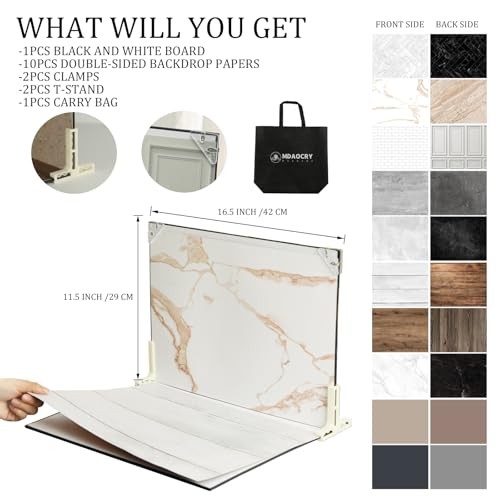Photo Backdrop Board for Product Photography, 10 Pcs 20 Patterns Small