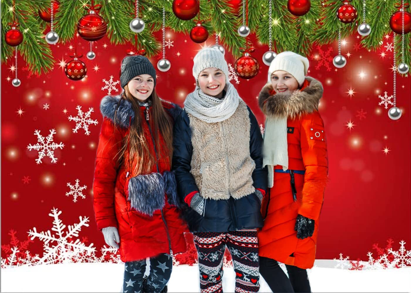 Dudaacvt 7x5ft Red Christmas Backdrop Snowflake Christmas Backdrop New Year E…