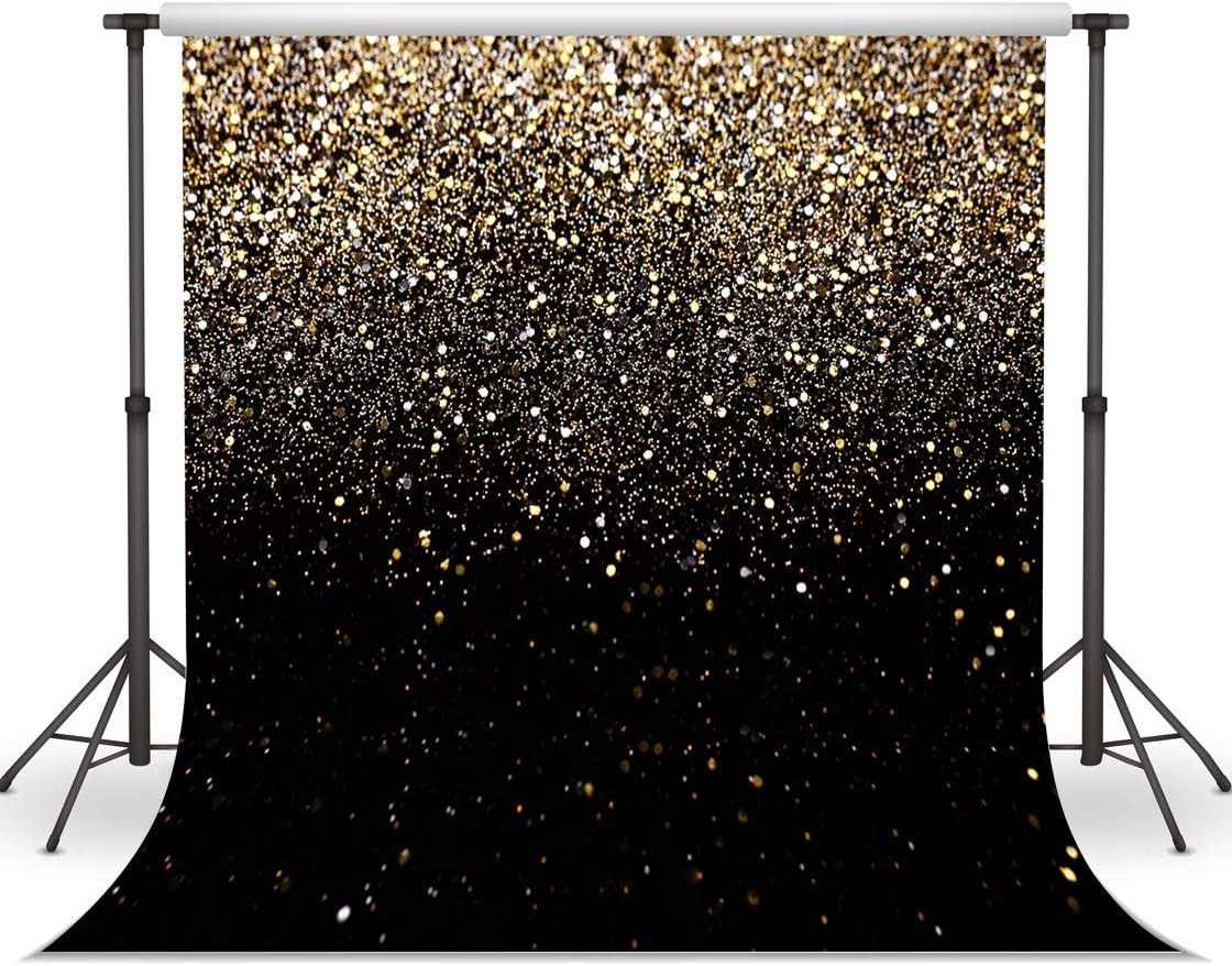 Elegant 8x8FT Black and Gold Glitter Backdrop for Stunning Photoshoots