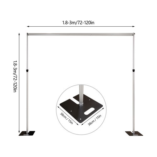 Double Cross Bar Adjustable Quick Backdrop Kit 10′ x 10′ Pipe Without Drape