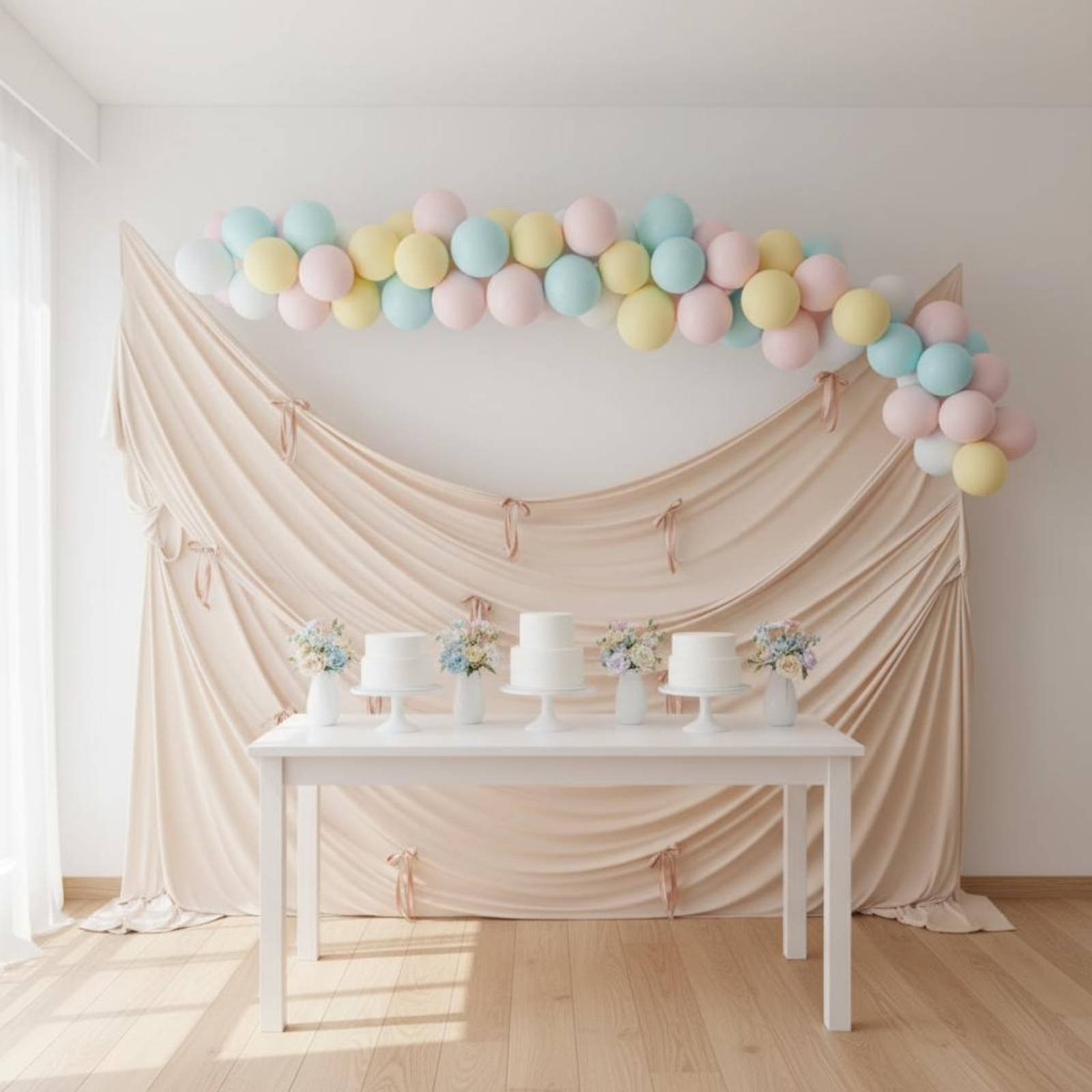 Bowknot Background Material Trendy Design Pleated Backdrop Cloth