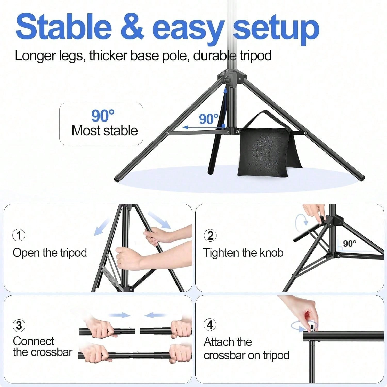 Adjustable Metal Backdrop Stand Kit 8.5ft x10ft Photo Background Support