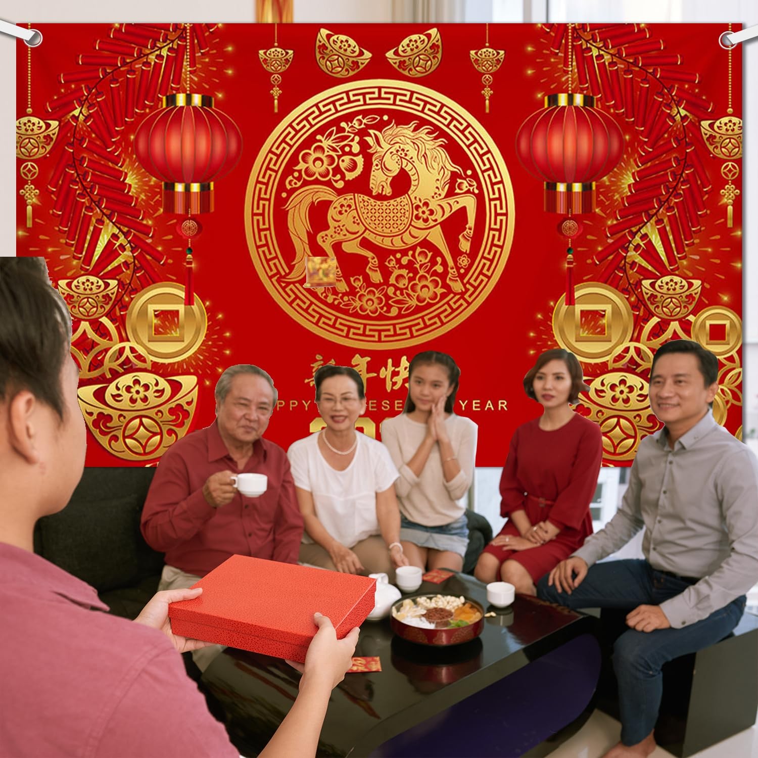 AIBIIN 2026 Happy Chinese New Year Backdrop 2026 Lunar Year of The Horse Luck…