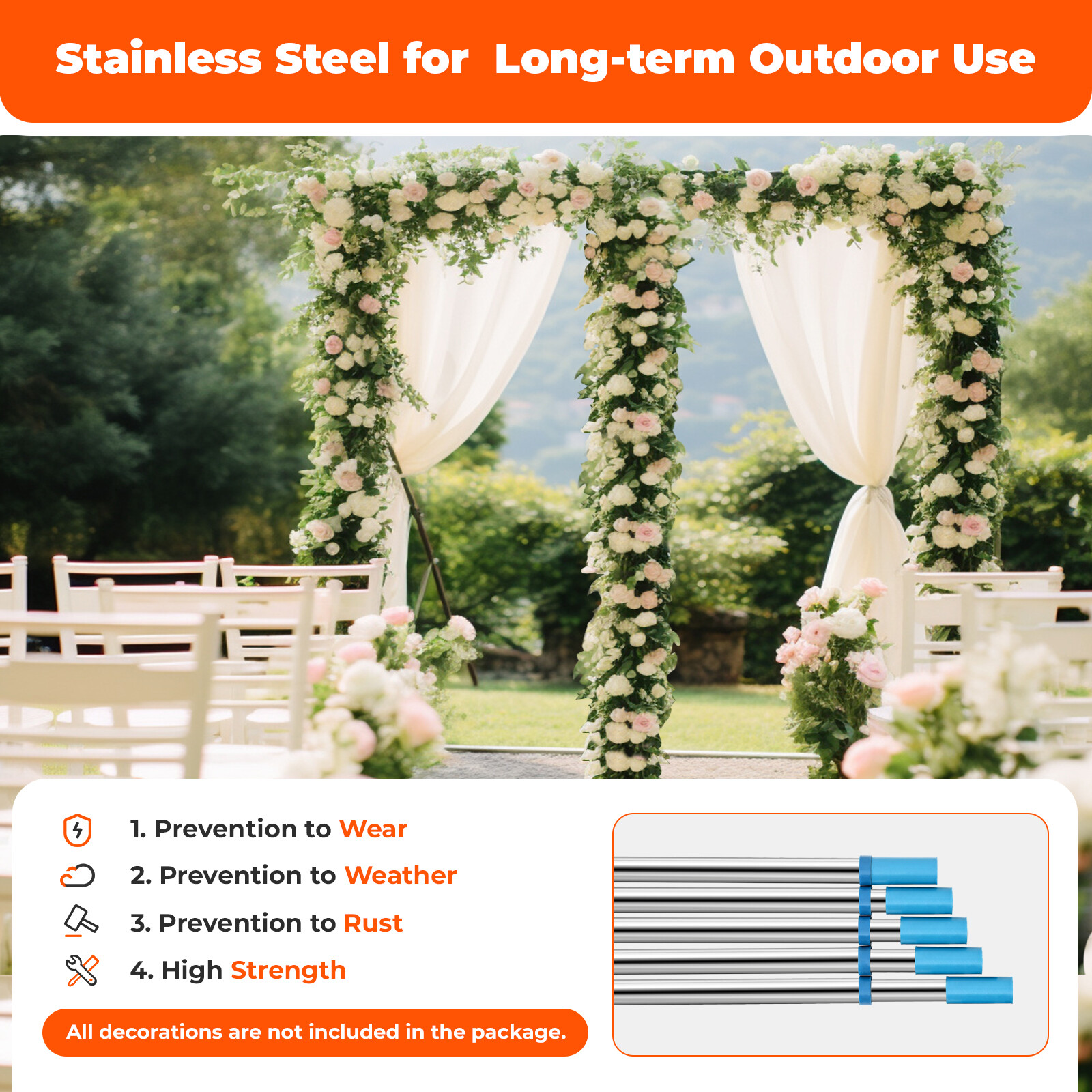 3x6m Wedding Arch Backdrop Stand Iron Square Wedding Flower Display Frame Decor