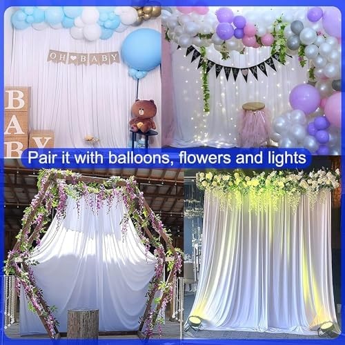 White Backdrop Curtains 2 Panels 5x10FT 10x9FT Wrinkle Free Polyester Drapes
