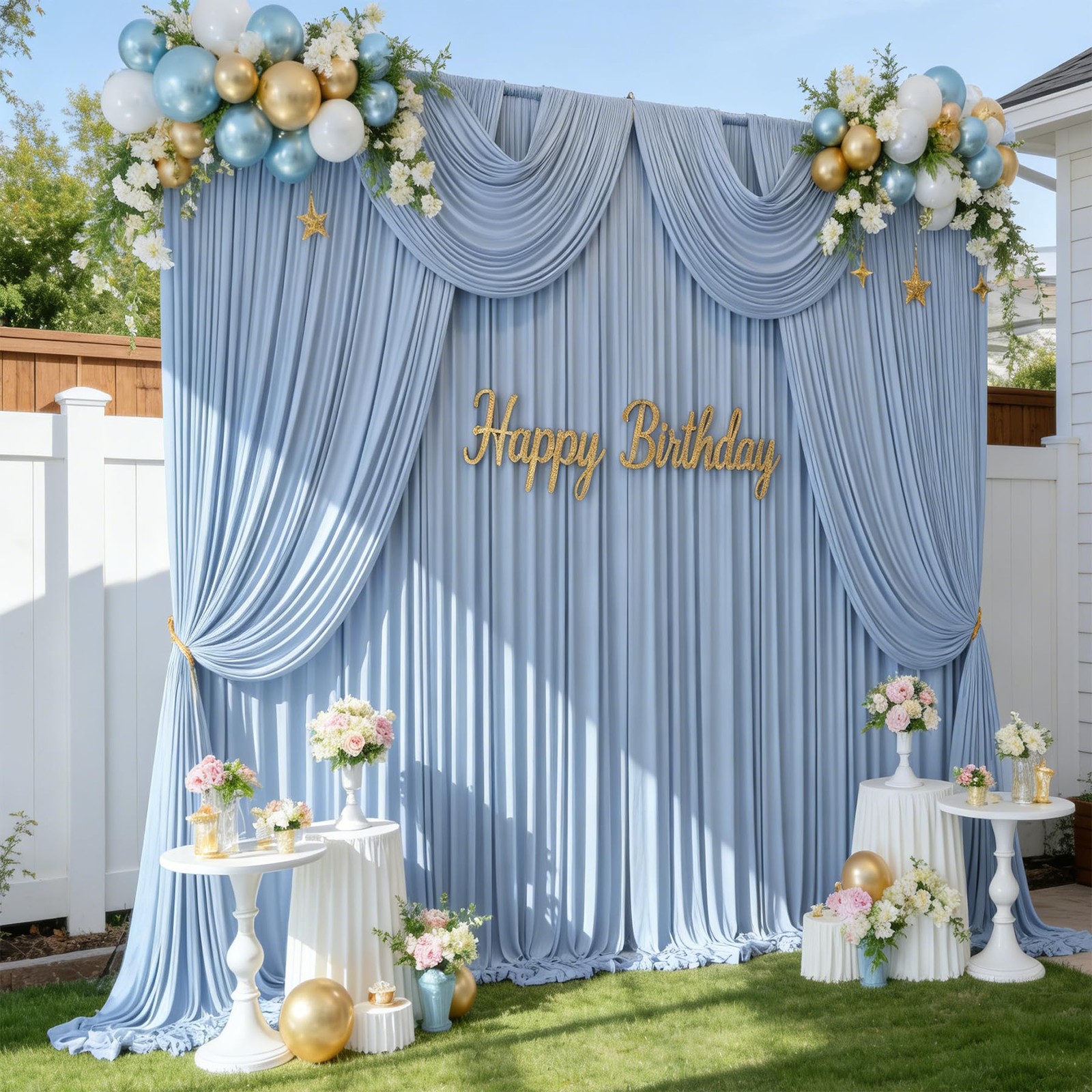 50 ft x 12 Wrinkle Free Dusty Blue W5′ x H12′(10 panels),