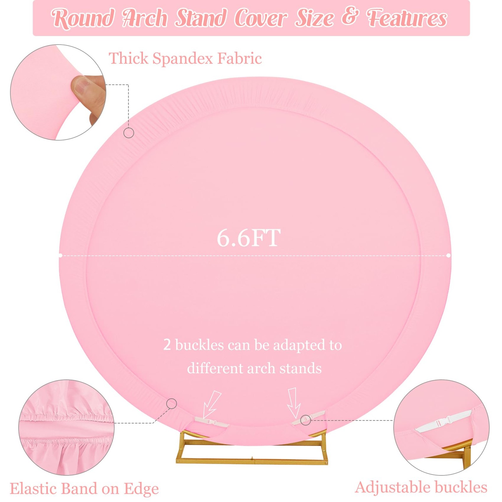 6.6FT Round Spandex Fitted Wedding Arch Cover for Circle Arch Stand, Thick Sp…