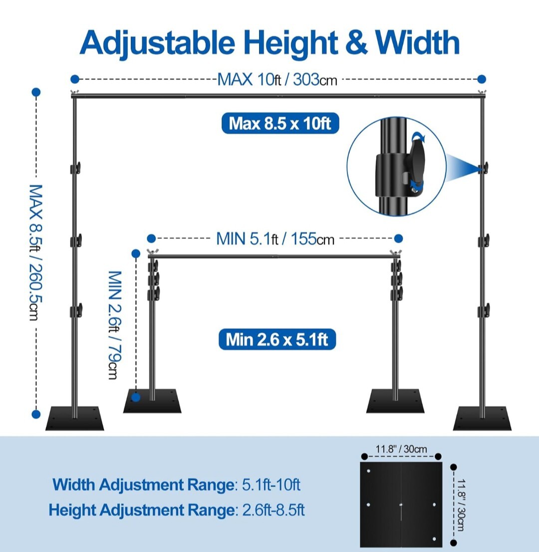FUDESY Heavy Duty Backdrop Stand, 8.5x10ft Adjustable Photo Background Stand…