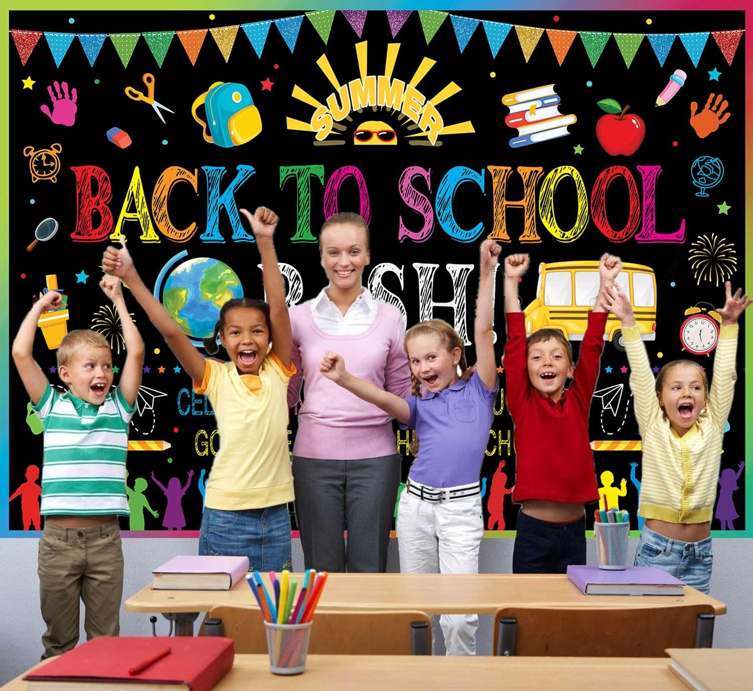 Back to School Bash Backdrop 6x4FT Celebrating The End of Summer Goodbye Summ…
