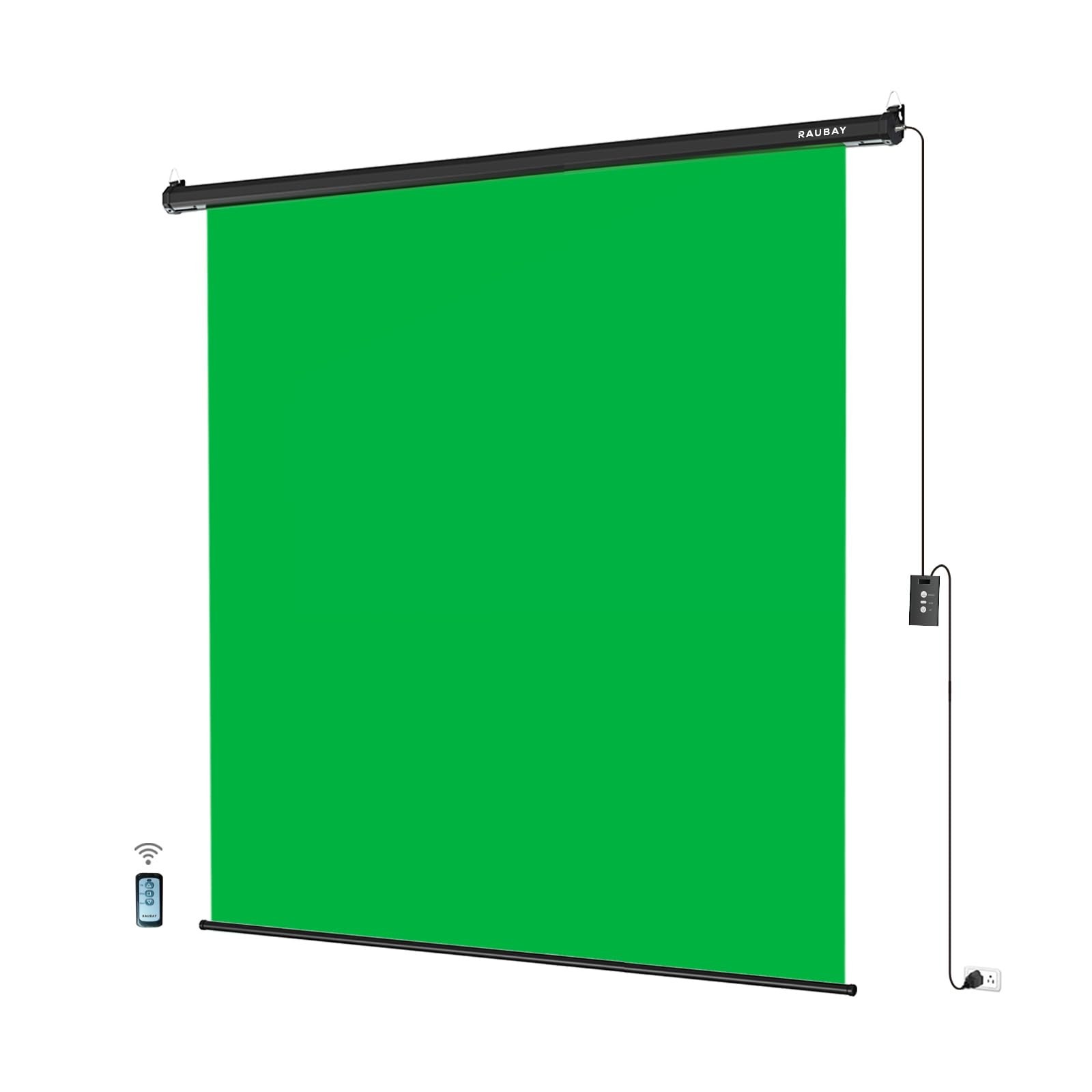 RAUBAY Motorized Pull Down Green Screen – 78.7″ x Wider(78.7 x 86.6in),