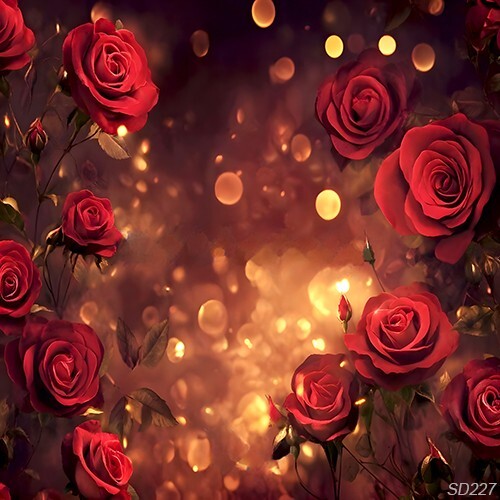 10’x10’Computer-painted Red Rose Weeding Party Scenic Background Backdrop SD227