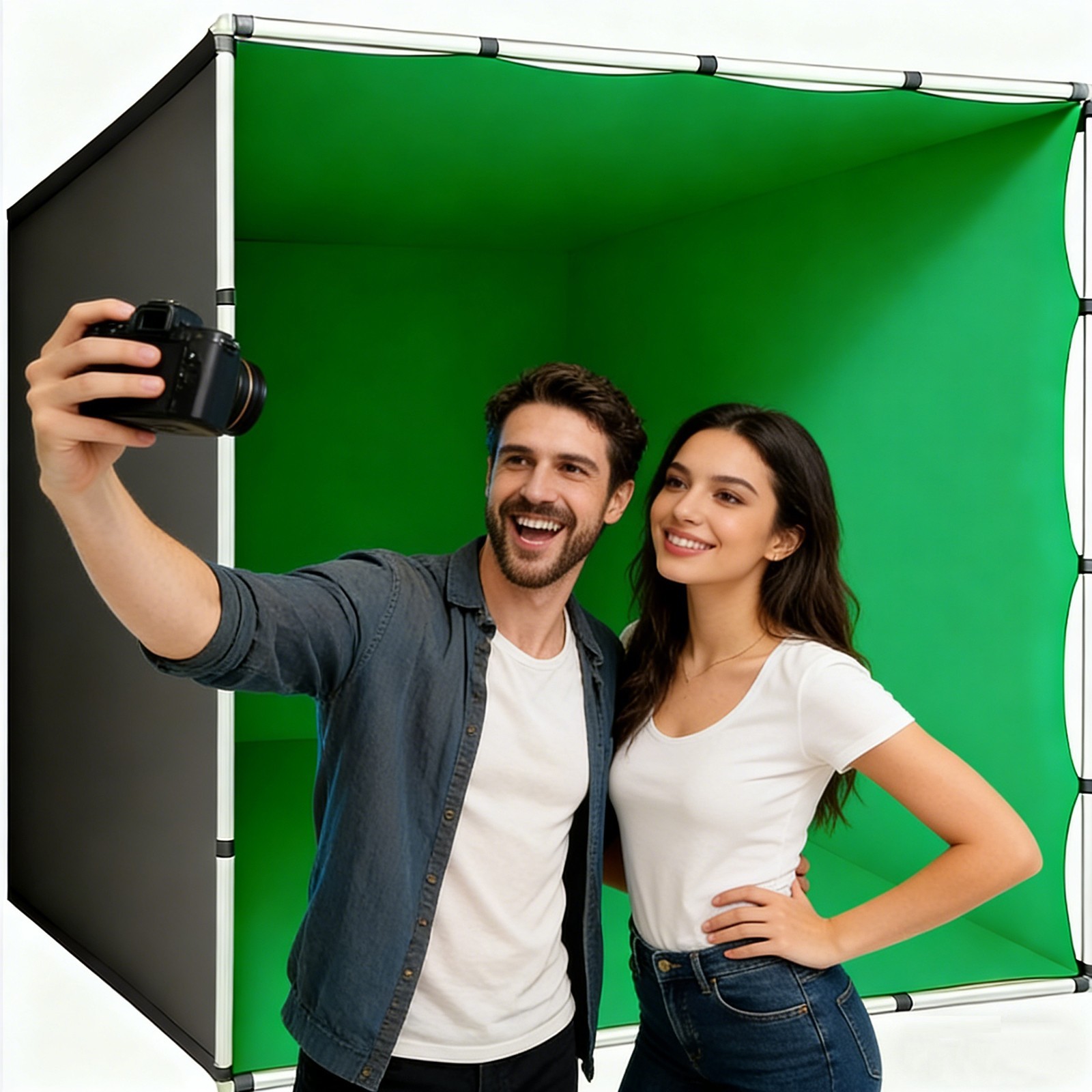 7.9ft x 7.9ft Green Screen Backdrop with Stand for Photo Studio Video Shooting