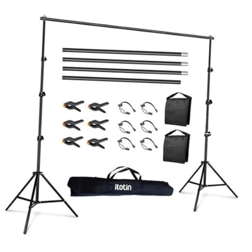 Photo Backdrop Stand for Photography 7ft x 10ft Background Stands 7x10ft Black