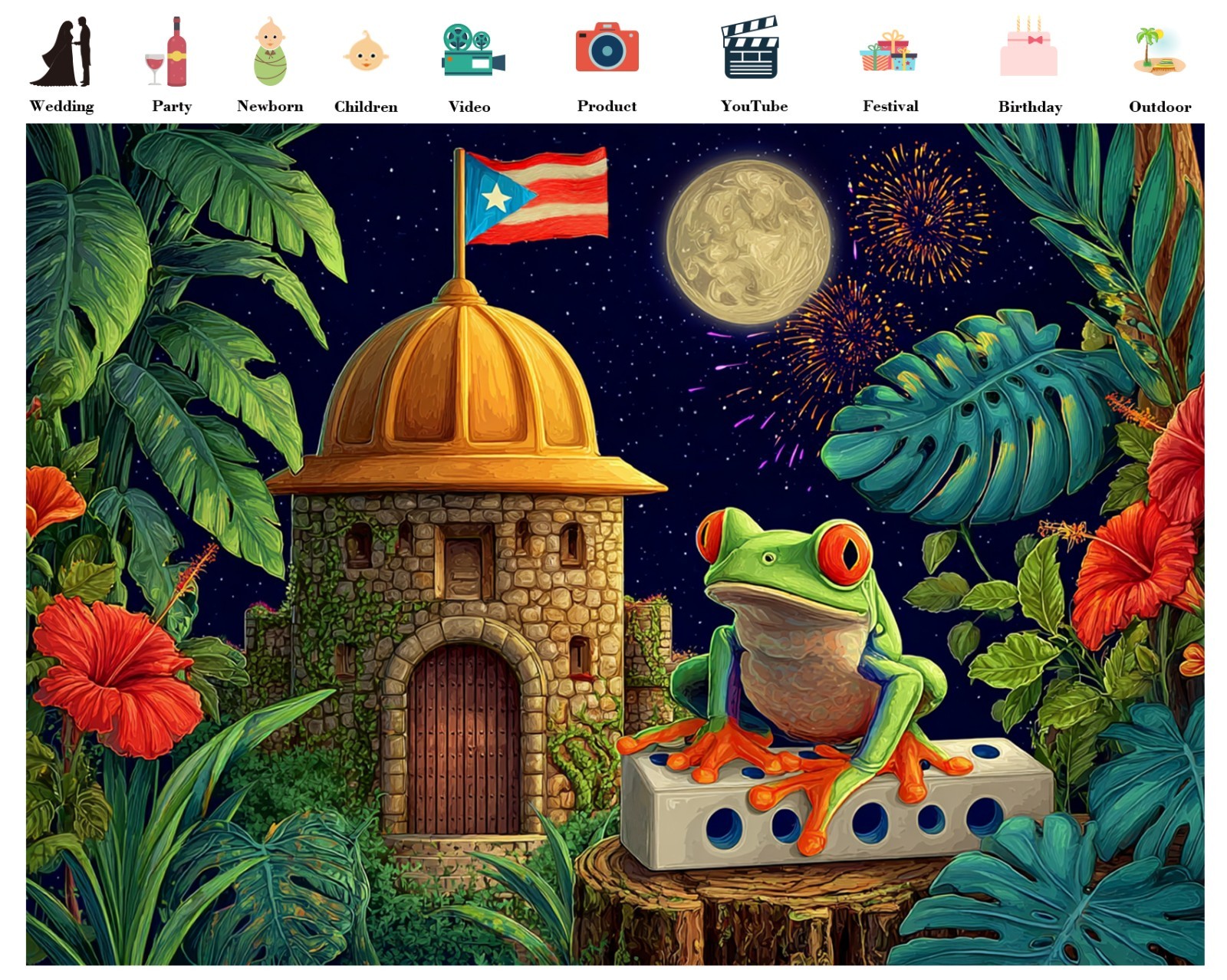 10x8ft Puerto Rico Flag Backdrop Banner for Indoor Outdoor Party Background