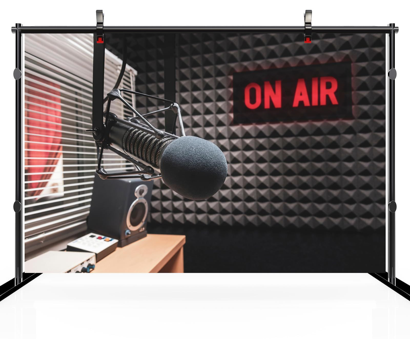 CHNYWORK 7ftx5ft Professional Microphone Backdrop Radio 7x5FT, B1-4722