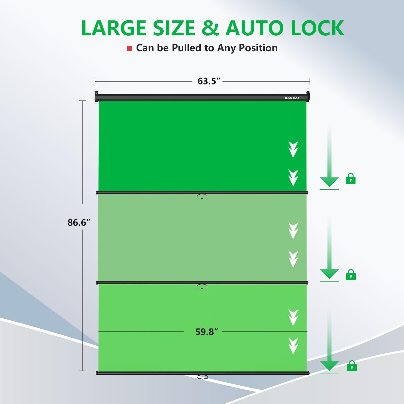 RAUBAY Retractable Pull Down Green Screen – Standard(59.8 x 86.6in),