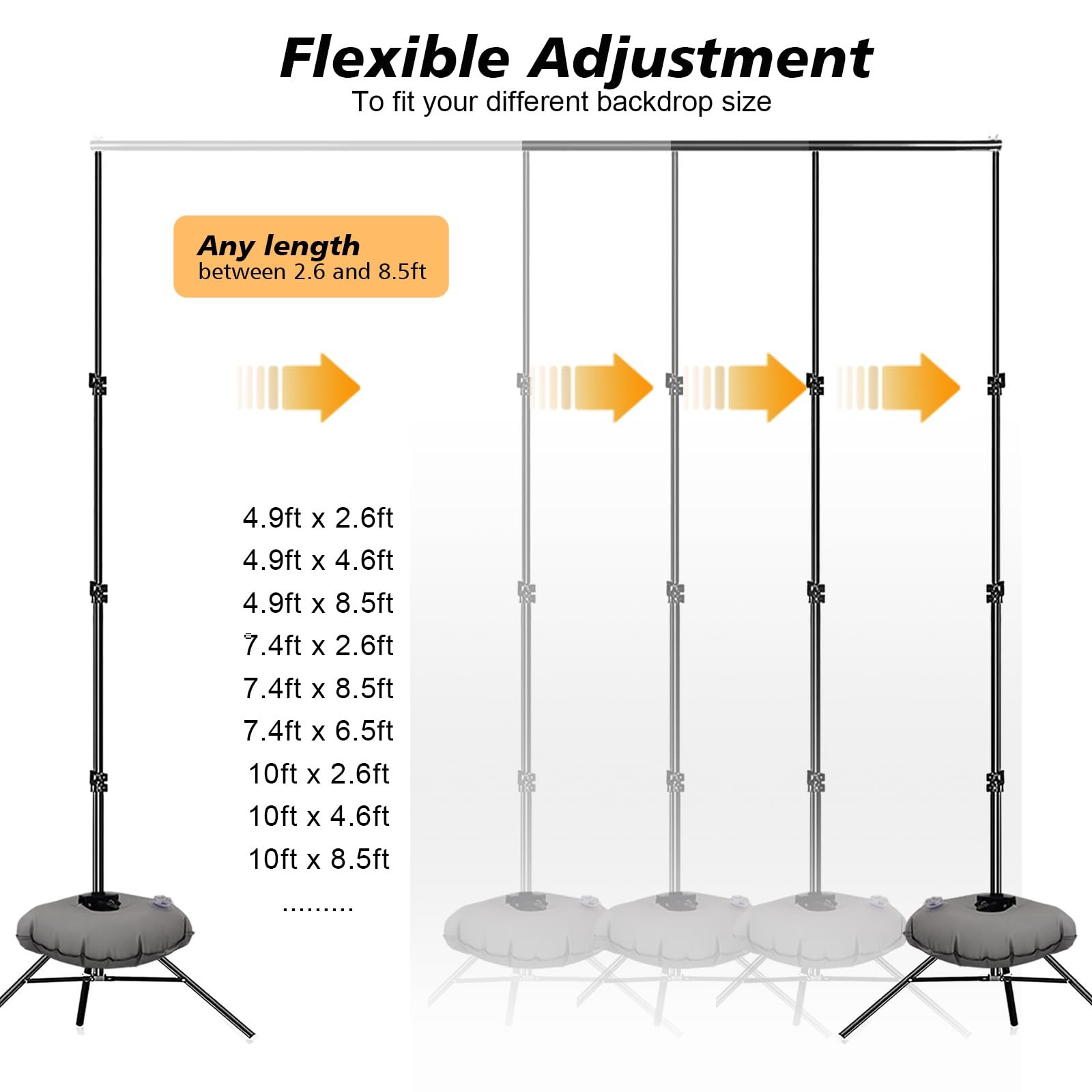 Backdrop Stand, Photo Video Studio 8.5 8.5x10ft Stand upgrade, white