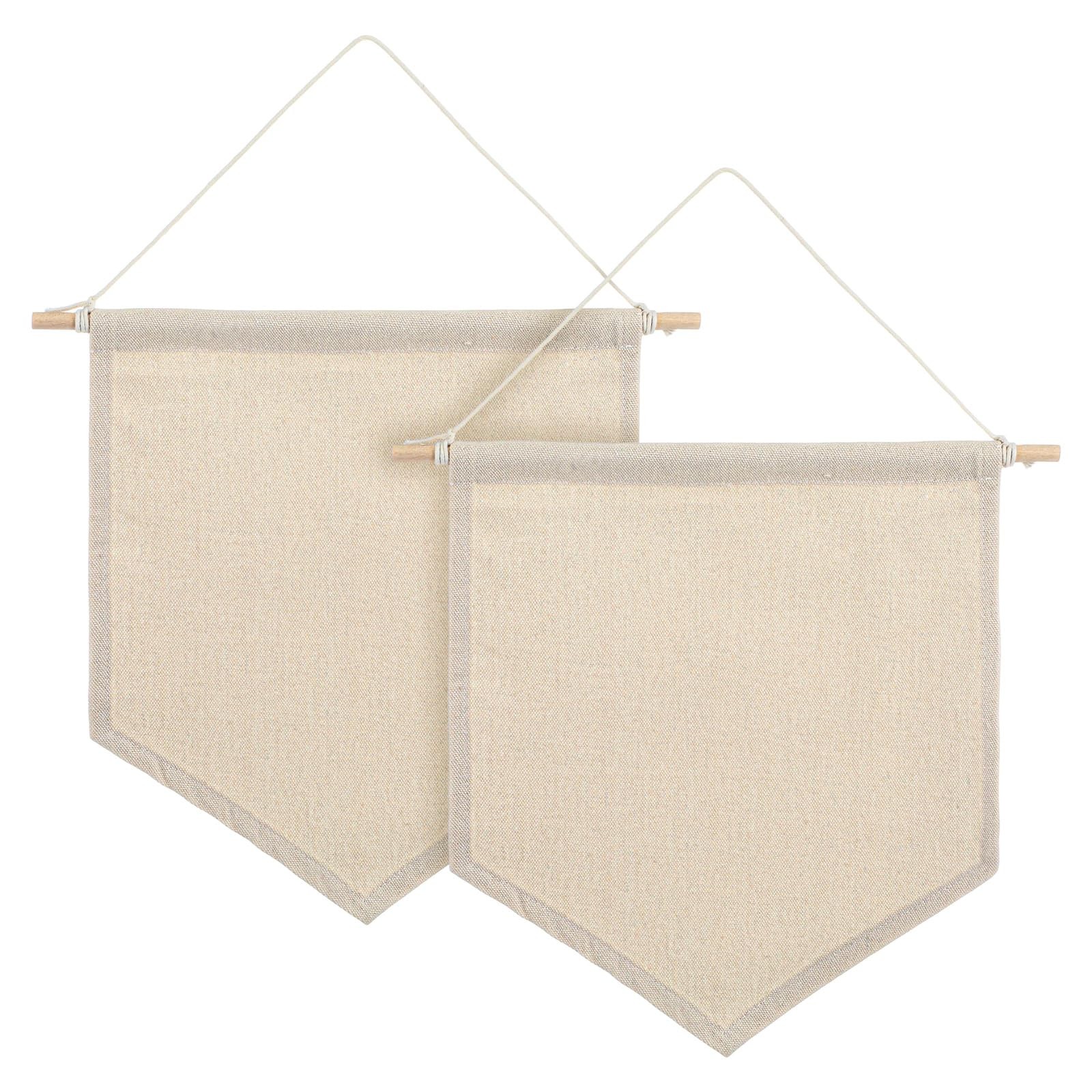 SULIKJHUI 2Pcs Blank Pennant Flag Banners, Polyester Cotton Banner for Wall D…