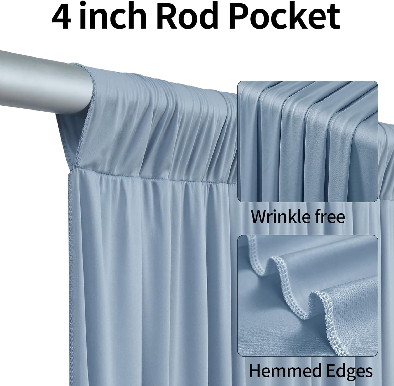 40Ftx12Ft Dusty Blue Backdrop Curtains for Parties, Wrinkle Free Polyester Photo