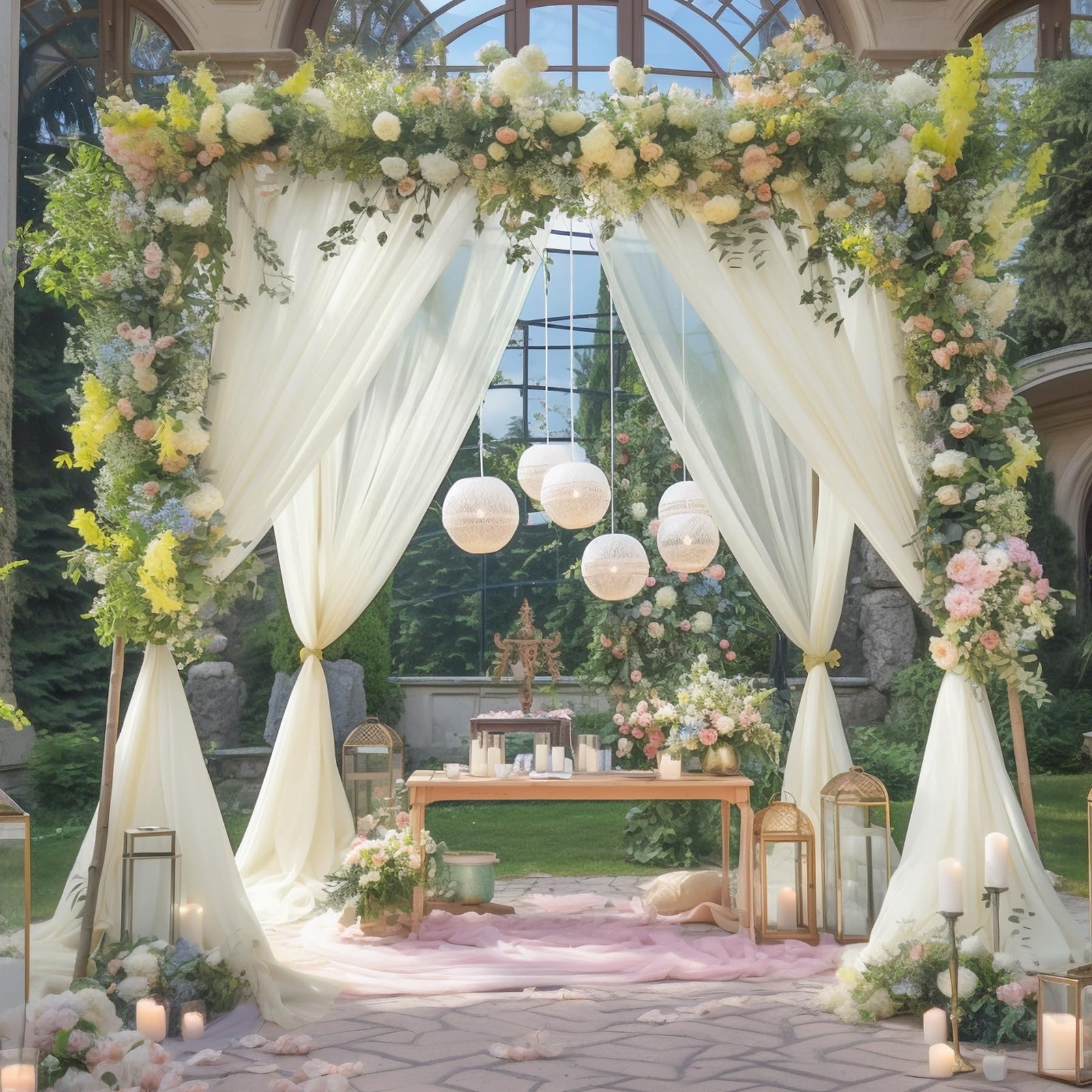 20ft X 10ft Ivory Tulle Backdrop Curtain for Parites, Sheer Backdrop Curtains…