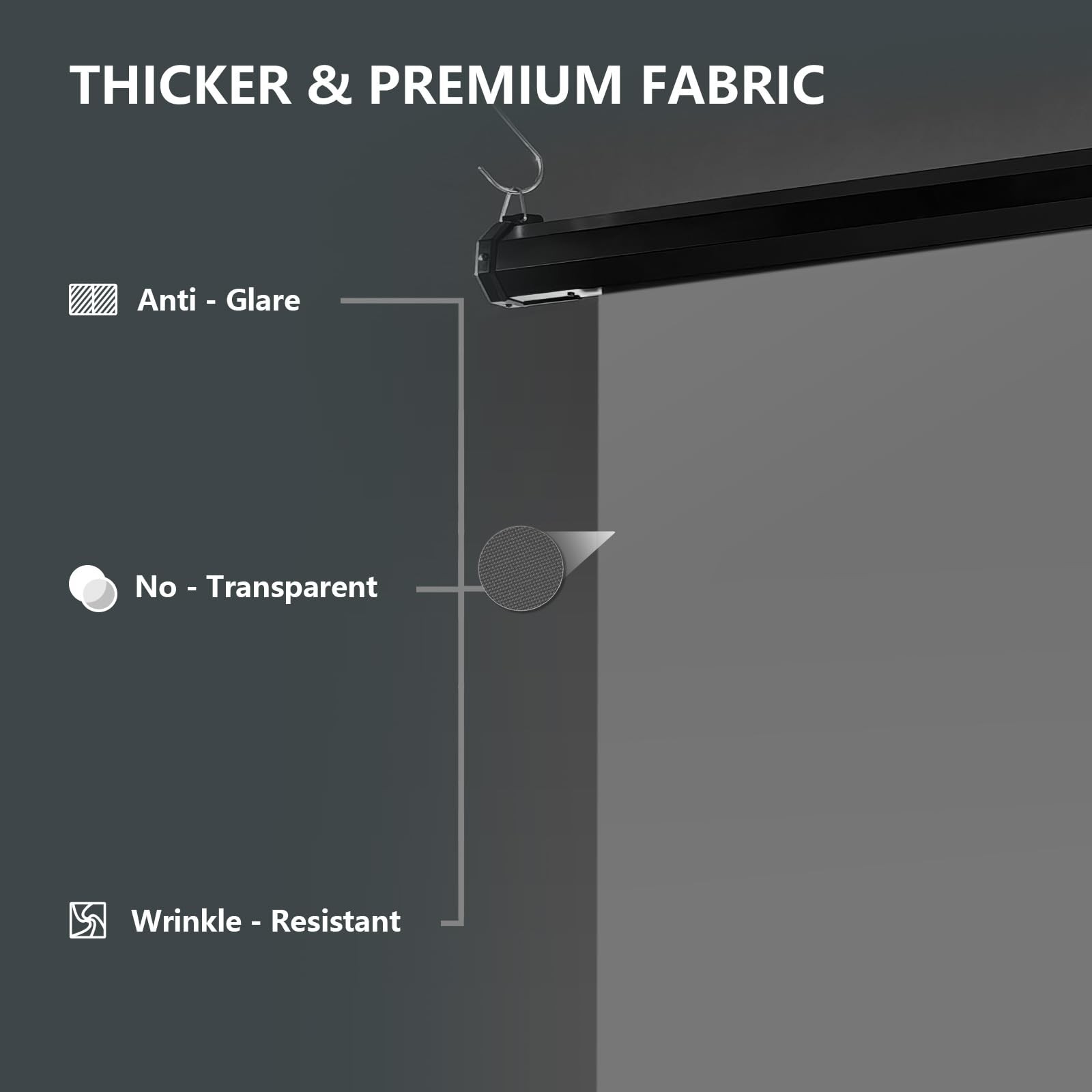 RAUBAY Motorized Pull Down Grey Screen Backdrop – Wider(78.7 x 86.6in),