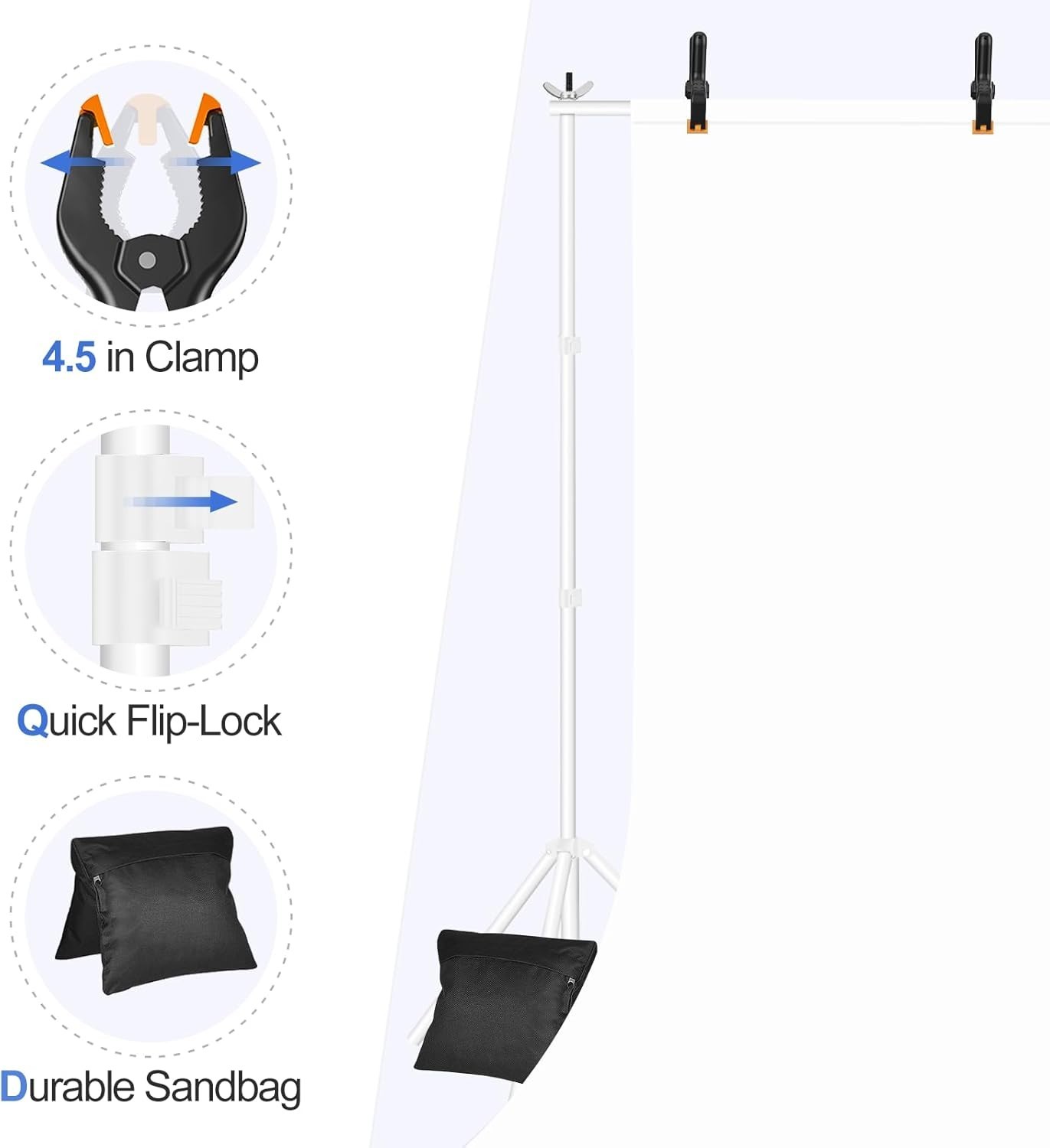 Backdrop Stand 10×8.5ftWxH Photo Studio Adjustable Background Stand Support k…