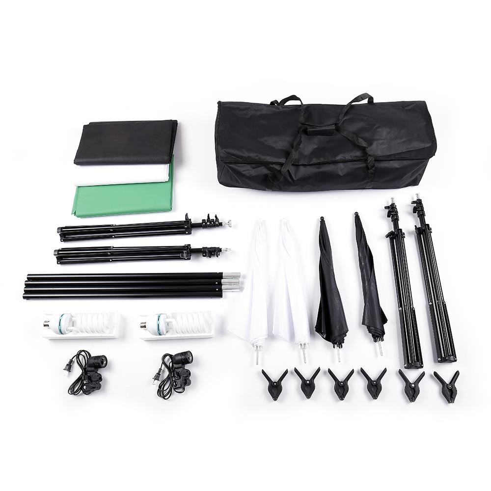 Kshioe Photo Studio Lighting Photography Backdrop Stand Light Kit Umbrella Set