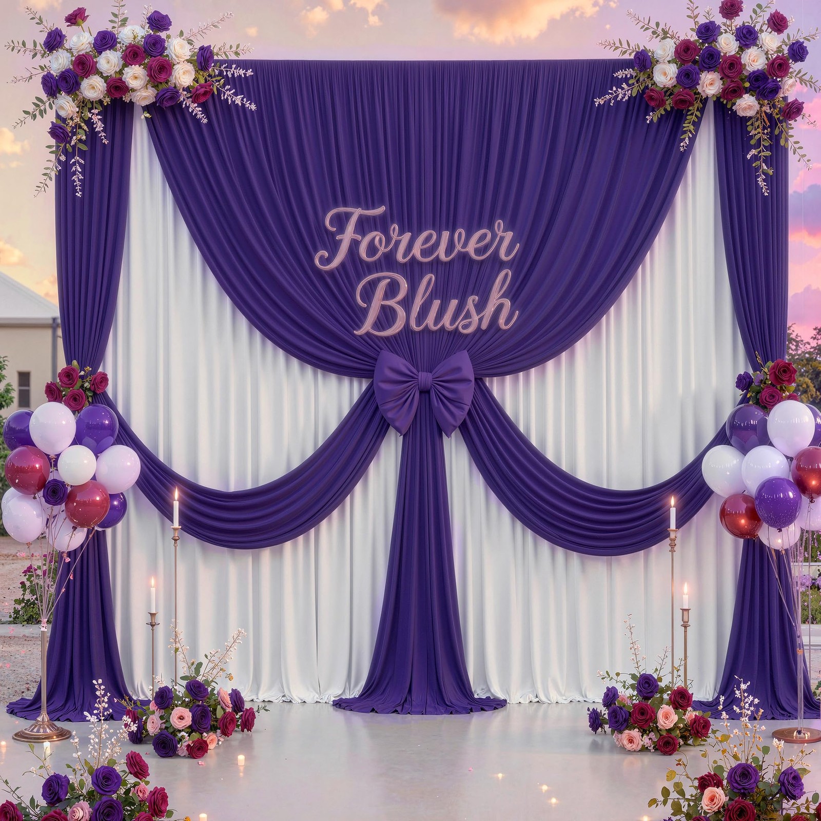 10 ft x 10 ft Free Purple Backdrop Curtain for Parties, Polyester Purple Phot…