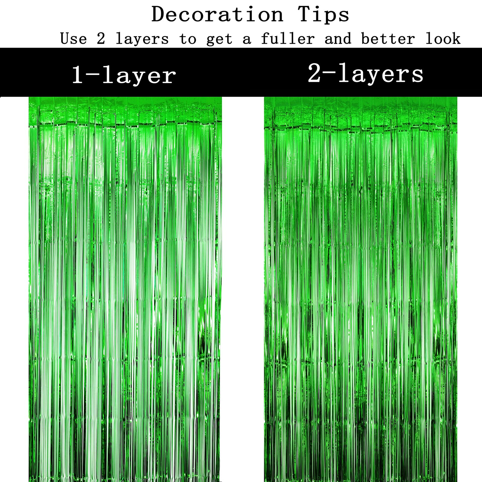 Black Green Metallic Tinsel Foil Fringe Curtain – Tropical Jungle Safari Anim…