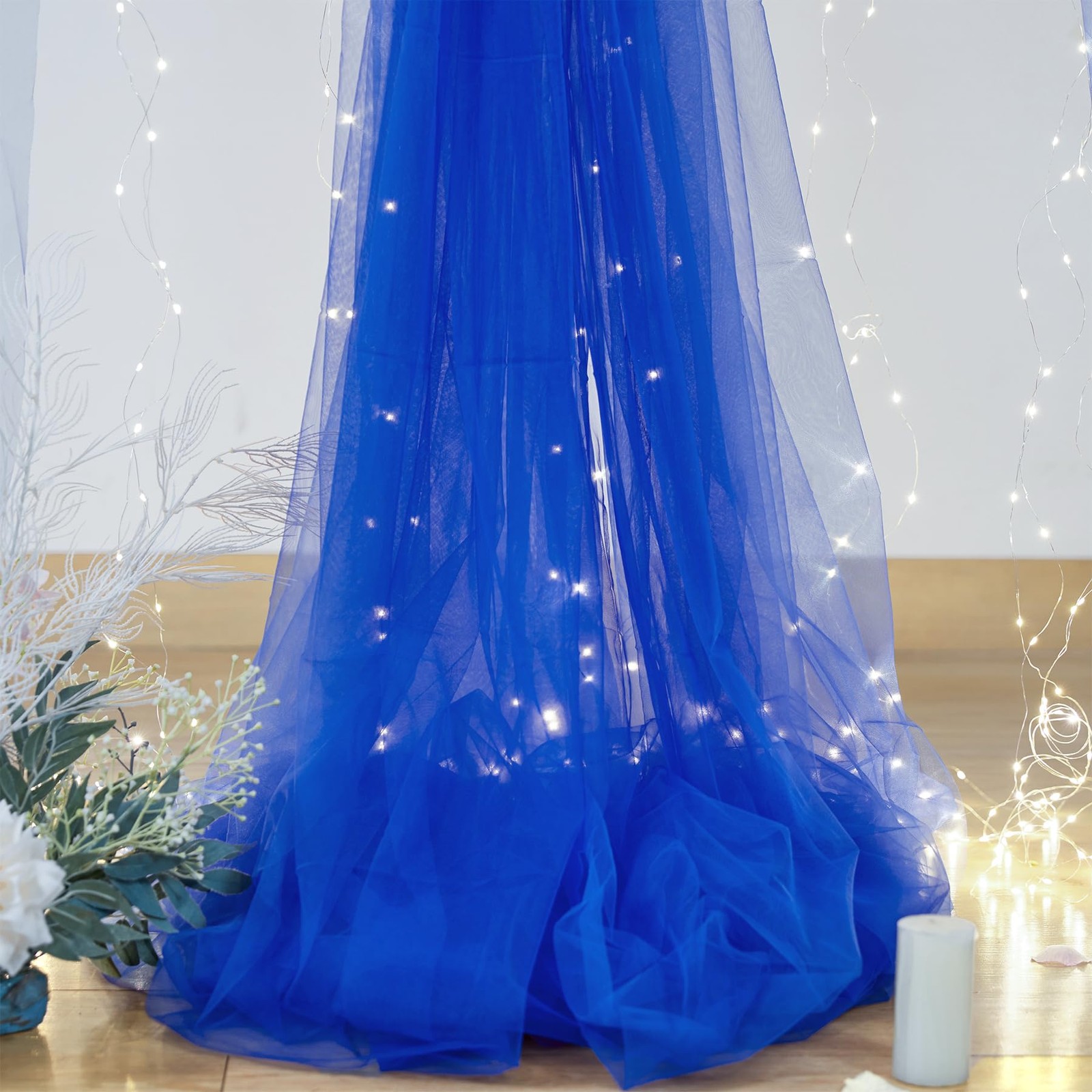 Royal Blue Backdrop Curtains with Lights String for Parites Wedding 10×8ft Sh…