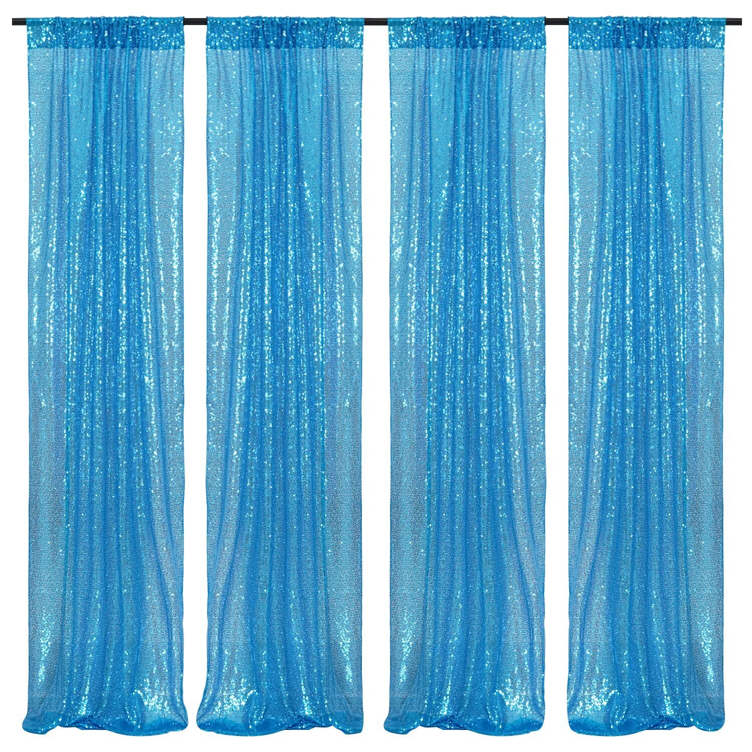 Turquoise Sequin Backdrop Curtains 4 Panels Sequin Backdrop 2FTx8FT Sequin Cu…