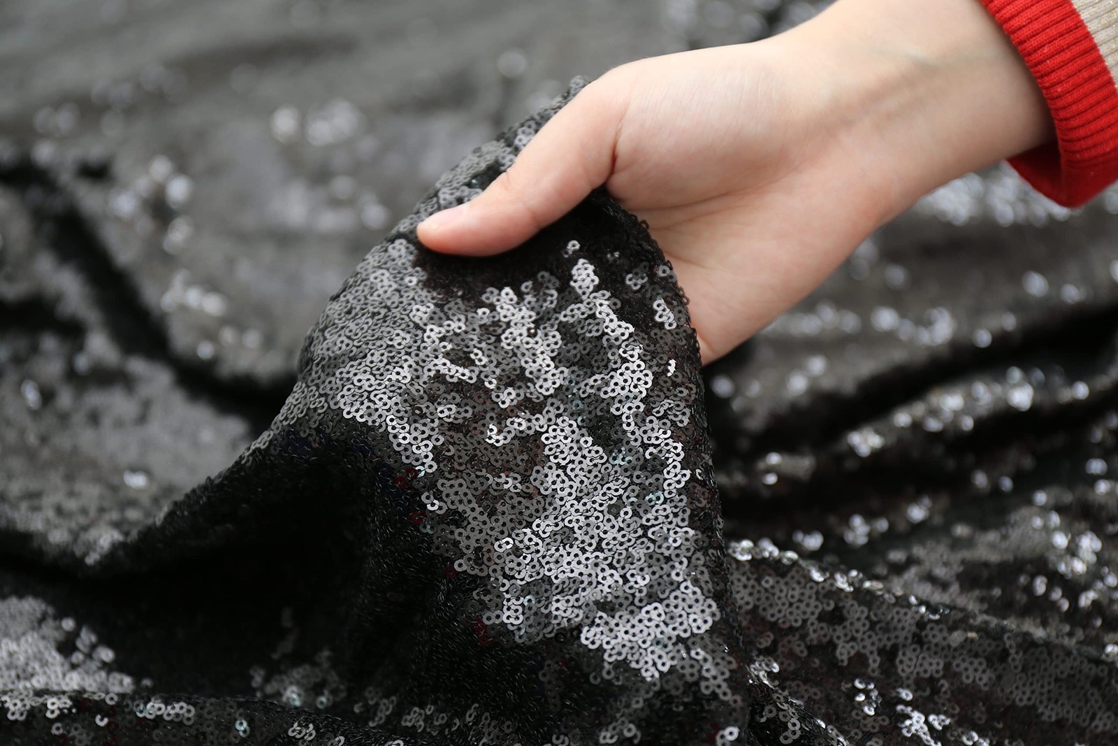 2x8ft Black Sequin Backdrop Curtains Glitter Background Wedding Party 4 PCS