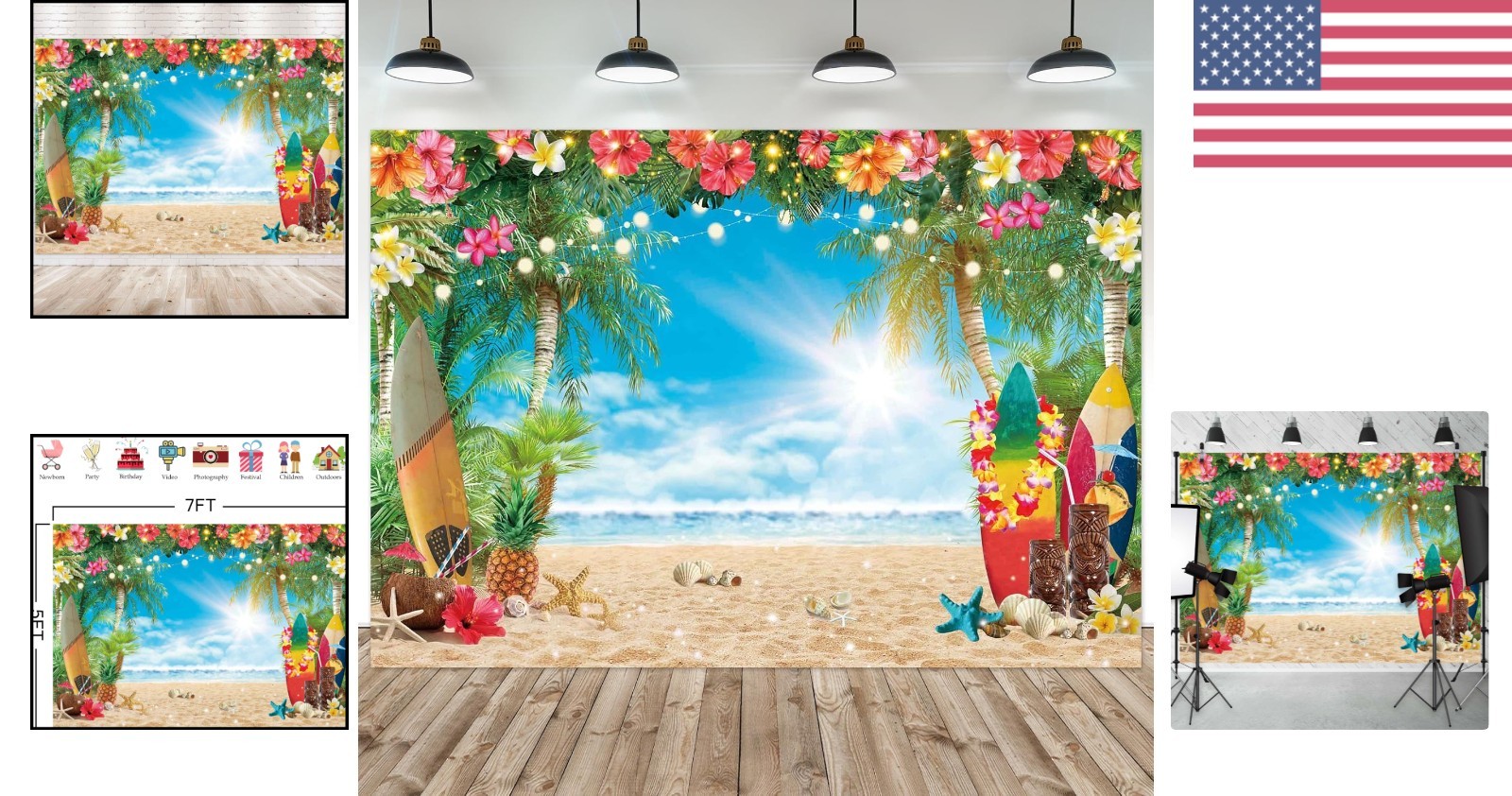 Durable 7x5FT Tropical Photography Background for Memorable Summer Events