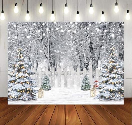 Snowy Forest Backdrop – Winter Party Background – Snowflake – 7x5ft