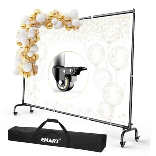 Rolling Backdrop Stand with Wheels – 10 x7.5 ft (WxH) Adjustable – 7.5x10FT