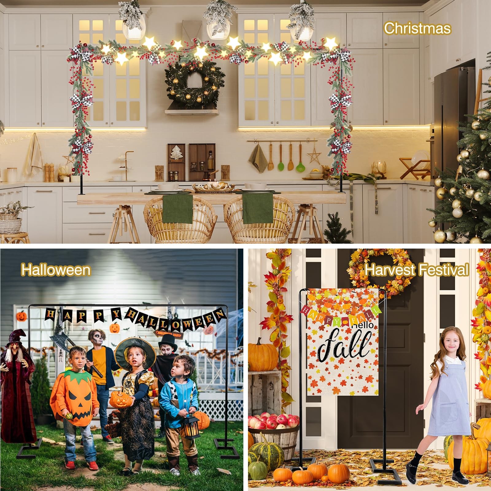 8.2 FT Wedding Arch Rectangle Stand Square Backdrop Stand, Extra Clamps to Ta…