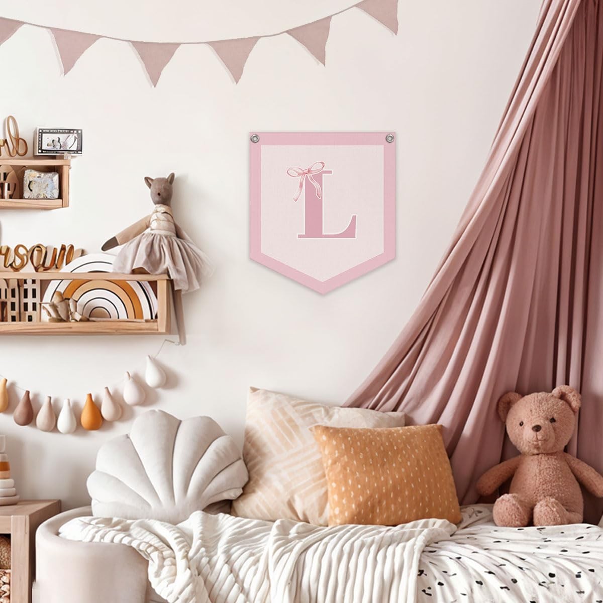 Initial Personalized Preppy Banner, Baby Shower Decor Girl Nursery Decor, Coq…