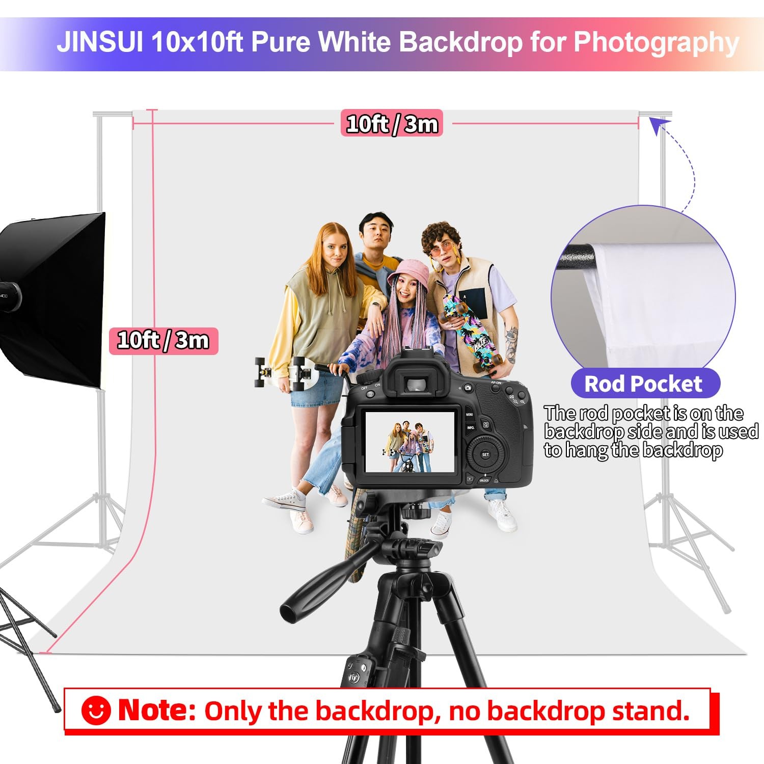 White Backdrop for Photoshoot, 10×10 ft Photo Backdrop Curtain Double-Side fo…